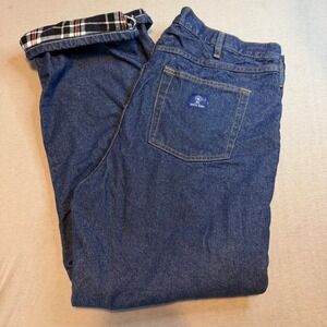 Rural King Mens Flannel Lined Jeans 38x30 Blue Denim Plaid Insulated Work Pants